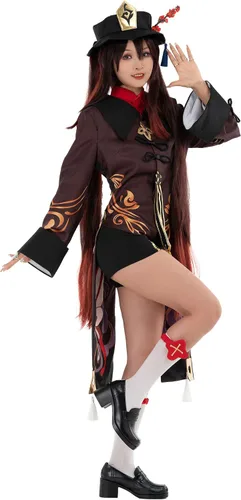 Vista 2 de Cosplayfm Disfraz de anime para mujer traje tradicional chino para cosplay Hu Tao