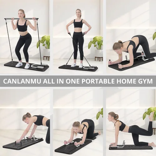 Vista 4 de JANUA Pilates Board - Pilates Reformer Set, Multi-Purpose Foldable Pilates Reformer Board for Home, 5 in 1 Pilates Sliding Board