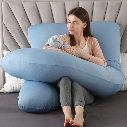 Vista 4 de Elover - Almohada de embarazo en forma de U, soporte de maternidad de cuerpo completo