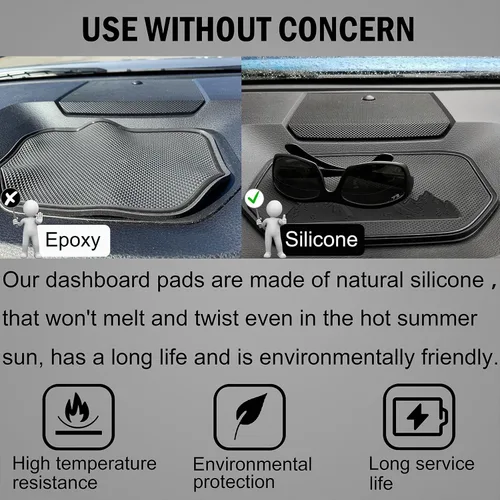 Vista 2 de Tapete de cubierta de tablero para Toyota Tundra accesorios 2014 2015 2016 2017 2018 2019 2020 2021 material de silicona interior almohadilla Negro