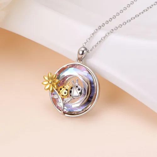 Vista 4 de Collares de animales para mujeres y niñas de plata de ley 925 con colgante de rana, mariquita, cobaya, camello, jirafa, gato, seta, paloma, joyería