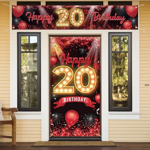 Vista 42 de Juego de carteles de feliz cumpleaños 10 para puerta, porche, decoraciones de cumpleaños de 10 años, suministros de fiesta para mujeres y hombres