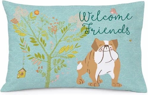 Vista 86 de Caroline's Treasures BB7625PILLOWCASE - Funda de almohada decorativa de tela con texto en inglés "Welcome Friends" Airedale Terrier estándar
