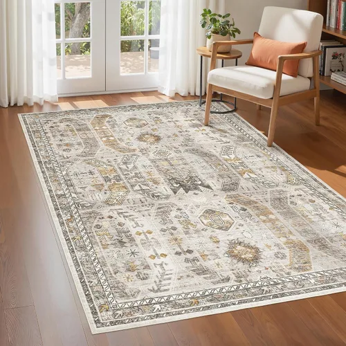 Vista 34 de befbee - Alfombra para sala de estar, lavable y resistente a manchas, con base antideslizante, ideal para dormitorio y cocina, decoración clásica
