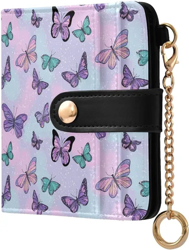 Vista 18 de Red Heart Black - Cartera para mujer, con bloqueo RFID, pequeña, delgada, tarjetero, plegable, compacta, de piel sintética, con bolsillo