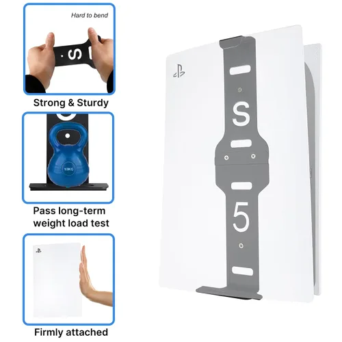 Vista 6 de Wall Mount for PS5, PS5 Holder PS5 wall mount Vertical Stand for PS5 (Disc and Digital), Stealth Mount Iron Holder