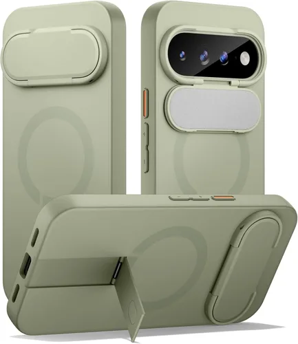 Vista 15 de SURITCH Funda para teléfono Google Pixel 9 Pro XL, compatible con MagSafe, funda protectora con cubierta de cámara y soporte de metal ajustable
