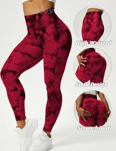 Vista 2 de VOYJOY Leggings sin costuras para mujer, pantalones de yoga de cintura alta, mallas elásticas con levantamiento de glúteos
