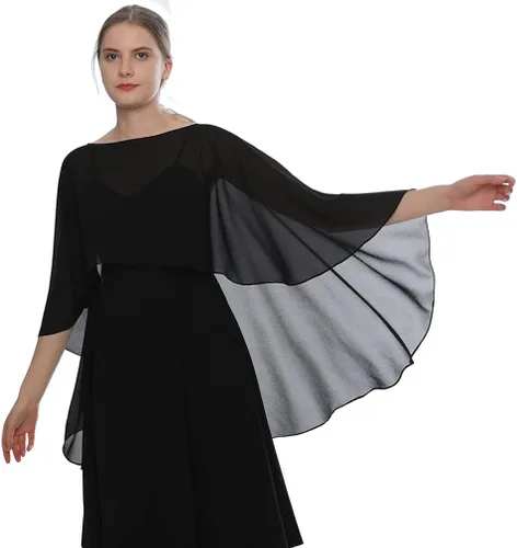 Vista 4 de EVQ Capelets - Chales y envolturas de gasa para vestido de noche capas de boda