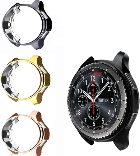 Vista 11 de FitTurn Compatible con Gear S3 Frontier SM-R760, marco de metal de TPU suave a la moda, resistente a los golpes, a prueba de golpes, carcasa