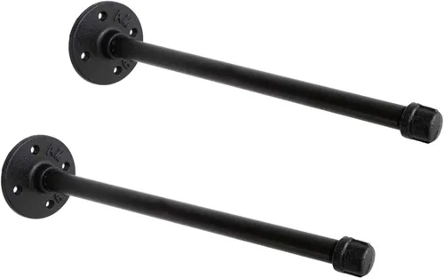 Vista 11 de Soportes industriales de tubo de hierro negro de 1/2 pulgada, soporte rústico para colgar en la pared, soportes de tubo personalizados para estantes