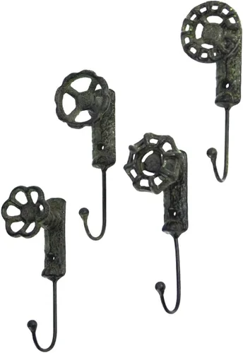 Vista 3 de TG,LLC Treasure Gurus - Juego de 4 ganchos de montaje en pared para grifo de jardín, estilo antiguo