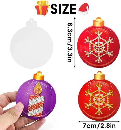 Vista 2 de SKRYUIE Kit de pintura de diamantes para bricolaje, tarjetas colgantes colgantes para árbol de Navidad, para adultos y niños, kits de arte