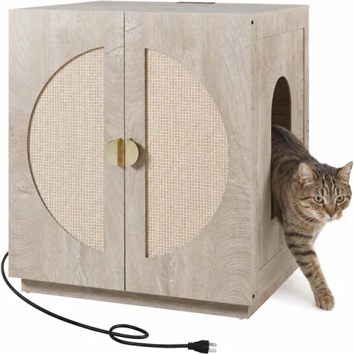 Vista 26 de unipaws Caja de arena para gatos extra grande para cajas de arena automáticas y autolimpiantes, armario alto con estación de carga, casa oculta
