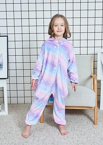 Vista 6 de Kids Unicorn Onesie Animal Pajamas Halloween Cosplay Costume Sleepwear Gift for Girls
