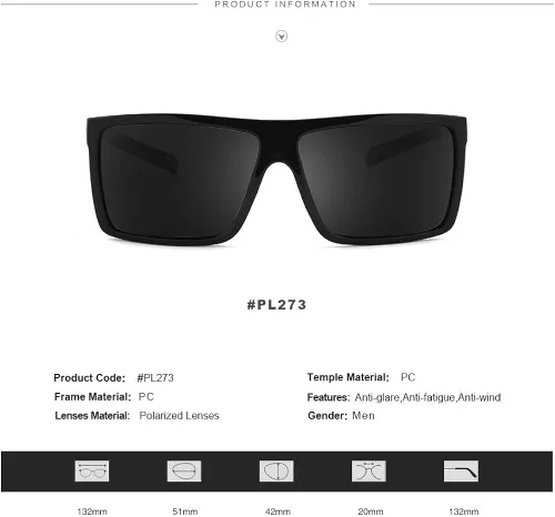 Vista 4 de 2020 VentiVenti Gafas de sol polarizadas cuadradas para hombre de plástico ligeras protección UV para conducir