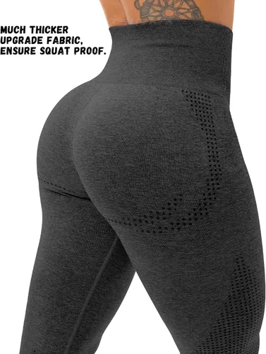 Vista 4 de TSUTAYA Leggings de entrenamiento sin costuras para mujer, control de abdomen, cintura alta, levantamiento de glúteos, pantalones de yoga
