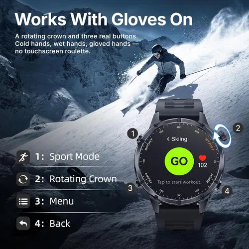 Vista 10 de WalkerFit Reloj inteligente resistente con GPS M6 para hombres, 1.969 in