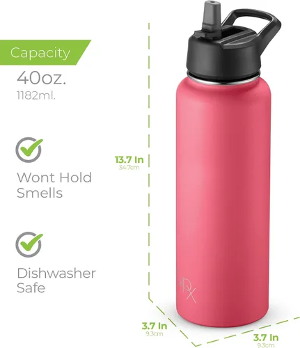 Vista 12 de SIPX™ Botella de Agua Aislada de 18 oz con 3 Tapas – Acero Inoxidable a Prueba de Fugas, Triple Aislamiento – Frío 24 Horas/Caliente 12 Horas – Negro
