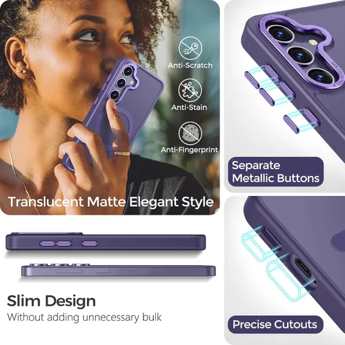 Vista 7 de Rayboen for Matte Magnetic Samsung S24+ Plus Case, Purple Púrpura magnético