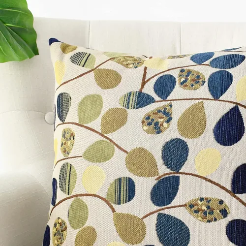 Vista 6 de CaliTime Funda de cojín para sofá, decoración del hogar, felpilla de lujo con hojas bonitas de ambos lados, 18 x 18 pulgadas, color azul crudo