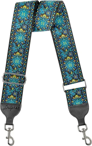 Vista 7 de Purse Strap, Jacquard Embroidered 2" Wide Soft Cotton & Leather Ends Purse Straps Replacement Crossbody Bag Straps (Jacquard Orange White)