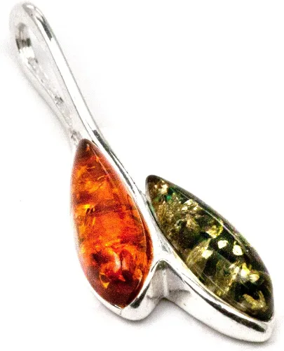 Vista 2 de Colgante de plata de ley con diseño de ámbar multicolor, S, Plata, ámbar