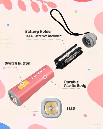 Vista 7 de EverBrite Linterna pequeña, mini linterna LED, uso de antorcha de plástico para emergencias, camping, al aire libre con cordón 3AAA batería