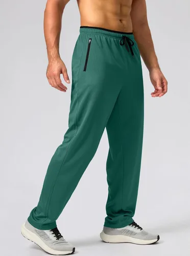 Vista 2 de G Gradual Pantalones deportivos para hombre con parte inferior abierta, pantalones de entrenamiento con bolsillos con cremallera, malla ligera