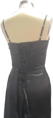 Vista 5 de Dexinyuan Vestidos de fiesta de satén de sirena largos con abertura, tirantes delgados, vestido de baile con cuello en V, vestidos formales de noche