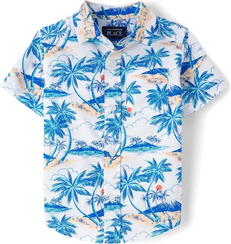 Vista 24 de The Children's Place Baby Boys' and Toddler Poplin Short Sleeve Button Down Shirt (Applemint)