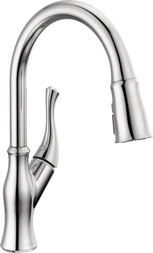 Vista 10 de DELTA Ophelia - Grifo de cocina de oro cepillado con pulverizador extraíble, grifo de fregadero de cocina de un solo agujero moderno, una sola