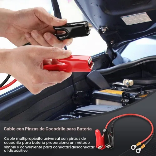 Vista 6 de ELECTOP Cable de puente de batería con pinzas de cocodrilo mejorado de 10AWG, abrazaderas de cargador de batería a arnés de cable de terminal