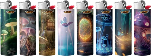 Vista 2 de BIC Maxi - Encendedores de bolsillo, serie caprichosa, paquete de 8 Relleno de calcetines de Navidad, iluminación de velas navideñas, diseños
