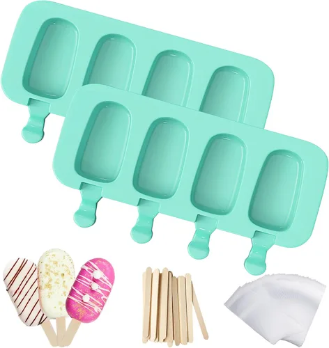 Vista 16 de Ozera Paquete de 2 moldes de silicona para paletas, moldes para tartas Azul