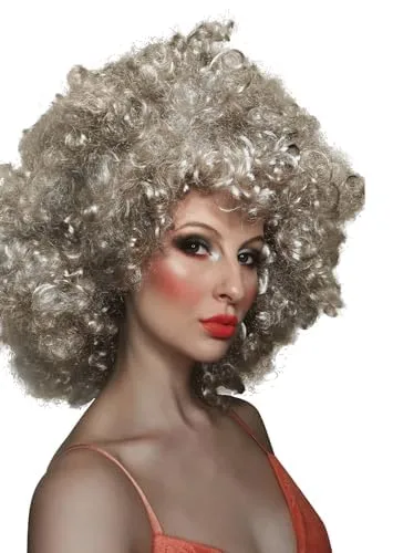 Vista 8 de ALLAURA Peluca rubia rizada tipo afro enorme para mujeres y hombres para disfraz estilo disco de los años 70, atuendo de fiesta funk, eventos