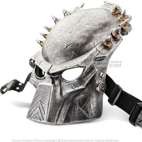 Vista 2 de Munetoshi Depredador Alien Máscara Hunter Guerrero Scifi Acción Película Cómic Cosplay Bronce Negro, Negro