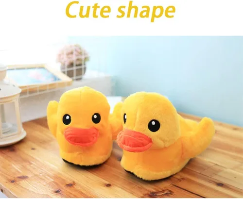 Vista 2 de LELEBEAR Pantuflas de pato, zapatos suaves y cómodos para el hogar, pantuflas cálidas de felpa lindas, pantuflas antideslizantes de animales