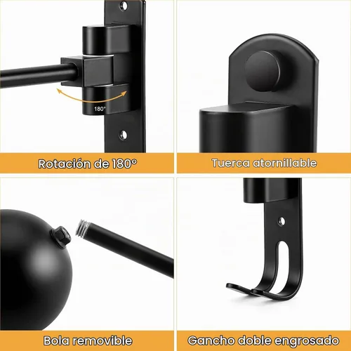 Vista 3 de Motorcycle Helmet Holder Wall Mount, Helmet Hanger 180° Rotation Helmet Rack with Double Hook for Football Helmet
