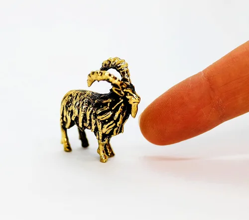 Vista 3 de Figura de cabra Ram Latón Pequeño Animal Figura Aries Zodiaco Miniatura Coleccionable Regalo Pequeño Metal Decorativo Baratija