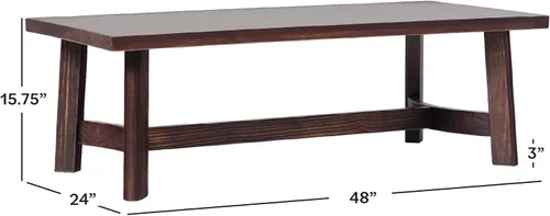 Vista 9 de Walker Edison Colt - Mesa auxiliar rectangular moderna de estilo casa de campo de madera maciza, 48 pulgadas, café