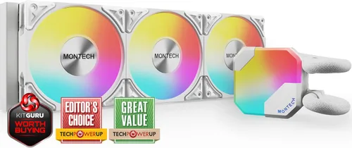 Vista 17 de MONTECH HyperFlow Digital 240 - Enfriador líquido de CPU, AIO de 9.449 in con bomba de 3100 RPM, 2 ventiladores E28 ARGB de 4.724 in, pantalla