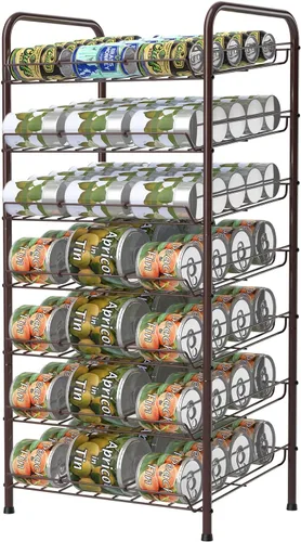Vista 12 de Vrisa Organizador de latas para despensa, organizador de latas de 7 niveles, dispensador de almacenamiento de latas de metal, con capacidad