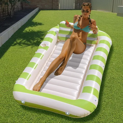 Vista 8 de Float Joy Tanning Pool Floats Adult Inflatable Tanning Bed for Backyard Lake Floats Tanning Pool Lounger Sunbathing Pool