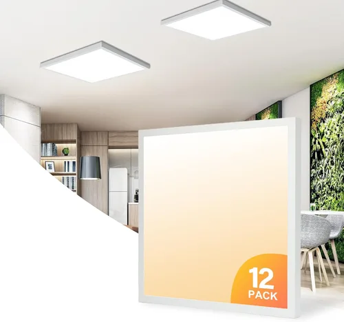 Vista 12 de Lámpara de panel plano LED negra de 1x4 pies, montaje en superficie, 5000K-4000K-3000K seleccionable y regulable Triac, lámpara de techo rectangular