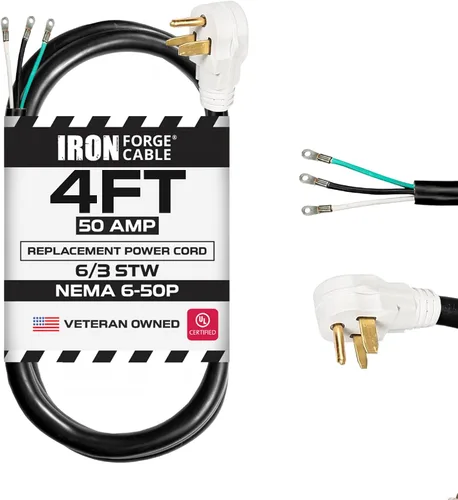 Vista 11 de Iron Forge Cable Soldador y cargador EV, 3 pies - NEMA 6-50, 50 amperios Cable 6/3, extremo abierto (sin enchufe), 50 amperios - para soldadores
