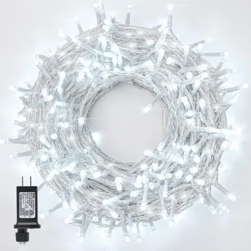 Vista 12 de Tira de luces de Halloween moradas y naranjas, 800 LED, 330 pies, 8 modos, temporizador, impermeable, para enchufar, para interiores y exteriores