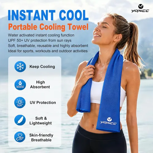 Vista 2 de YQXCC Paquete de 8 toallas refrescantes (47 x 12 pulgadas), toalla de cuello fría de hielo, microfibra suave y transpirable para yoga, golf