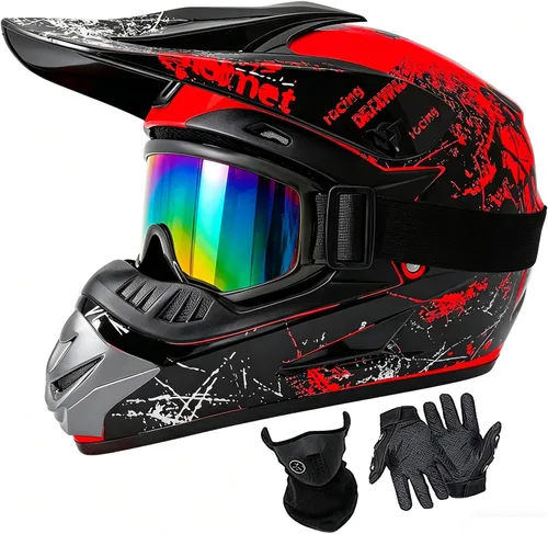 Vista 16 de Cascos de Dirt Bike para Jóvenes de Moda para Niños, Motocross, Motocicleta, BMX, ATV, Todoterreno, Cuatro Ruedas, Cascos Integrales para Bicicleta