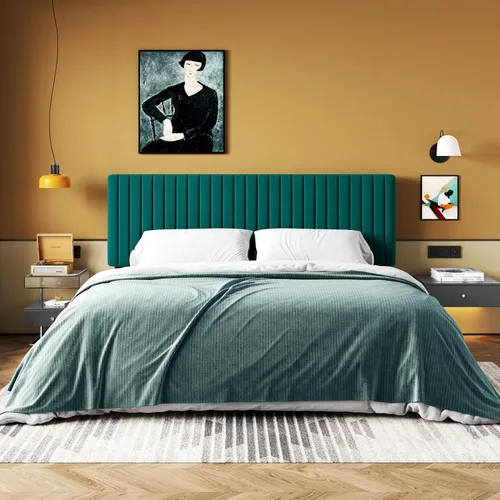 Vista 17 de HOOMIC Twin Bed Frame, Velvet Upholstered Platform Bed with Adjustable Vertical Channel Tufted Headboard, Mattress Foundation with Strong Wooden